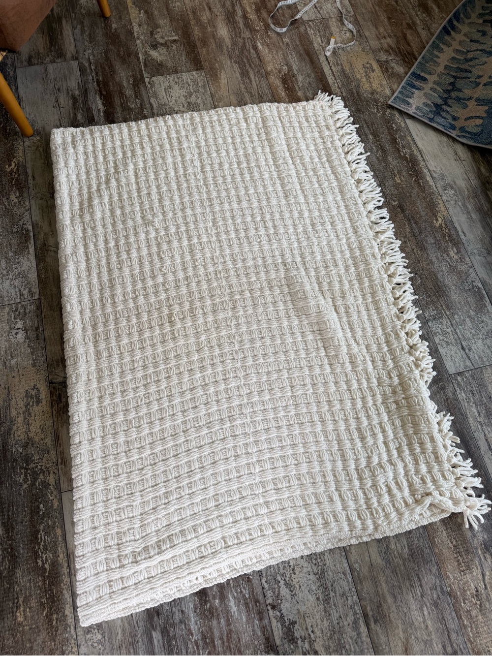 NWOT Pottery Barn cream/ ivory basketweave knit throw blanket